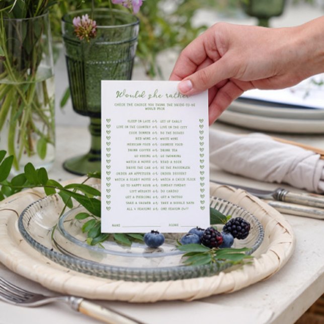 Handskriven Grönt skulle hon hellre byta spelkort Inbjudningar (Skapare uppladdad)