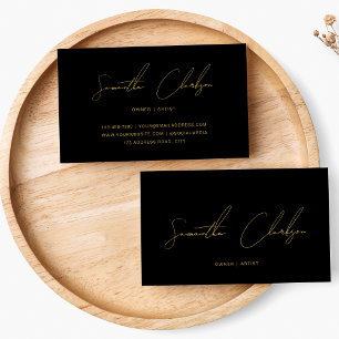 Handskriven Guld-skript, minimalistisk svart, svar Visitkort