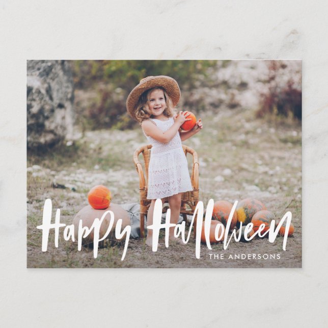 Handskriven Halloween | Halloween Foto Vykort (Framsida)