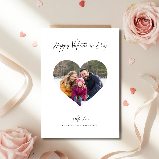 Handskriven Heart-foto för Valentines day-familjen Julkort (Skapare uppladdad)