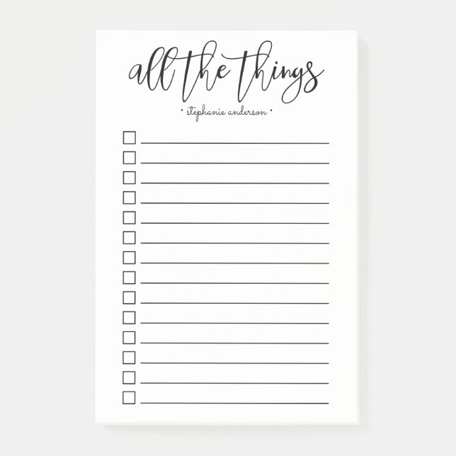 Handskriven hela Sak Personligen Post-it Block (Framsida)