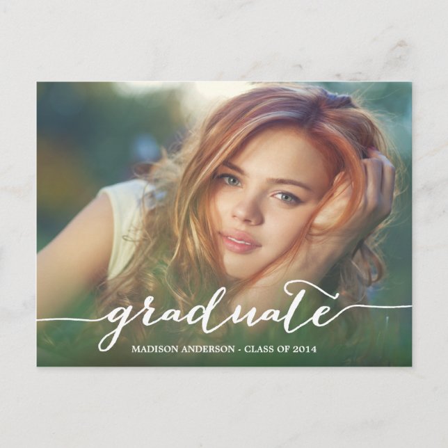 Handskriven | Inbjudan till studenten-vykort (Framsida)