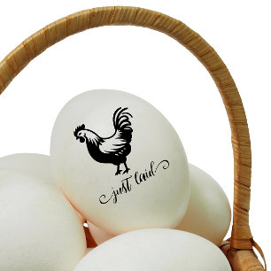 Handskriven "Just Laid" Mini Chicken Egg Frimärke Stämpel