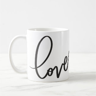 Handskriven kalligrafi manus kärlek kaffemugg