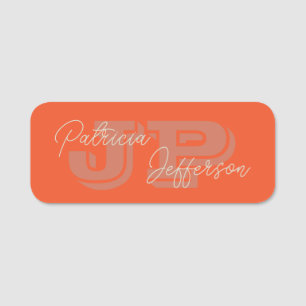 Handskriven kalligrafi: Orange unik monogrammad Namnbricka