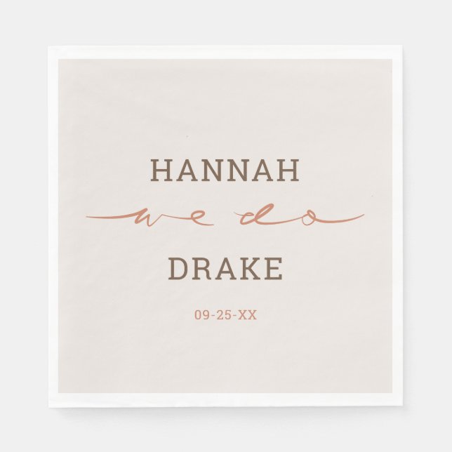 Handskriven Kalligrafisk Bröllopskonst Pappersservett (Framsidan)