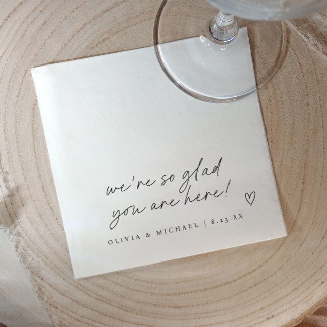 Handskriven kärlek anteckning stil hjärta bröllop pappersservett (Love note wedding napkins in modern handwriting with heart)