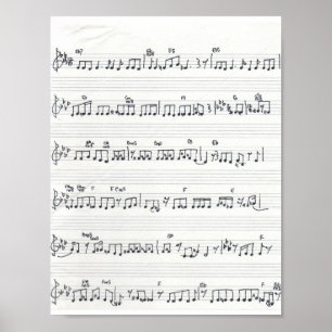 Handskriven Lakan Music Sång Poster