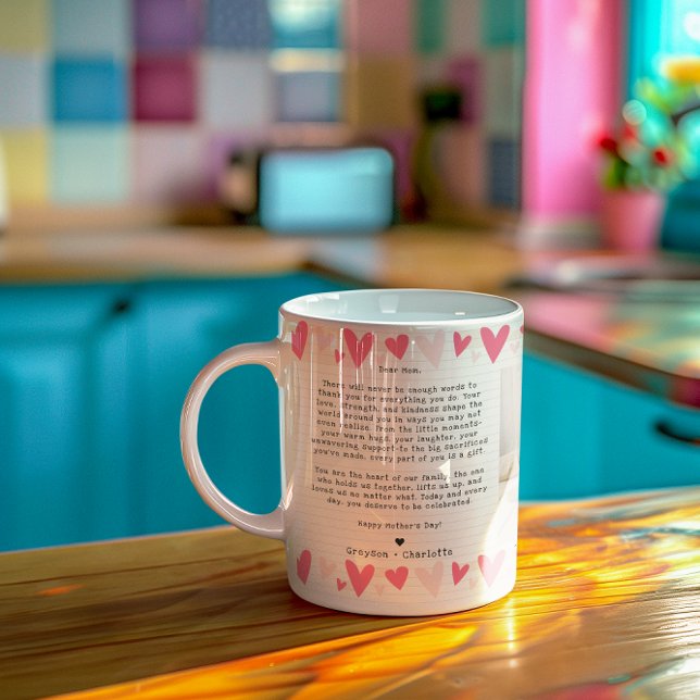 Handskriven lapp till Mamma | Två Foto Collage Kaffemugg (Skapare uppladdad)