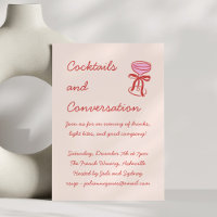 Handskriven Lekfull Cocktail Klotter Röd Rosa