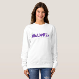 Handskriven lila bokstavsdesign spindelnät Hallowe T Shirt