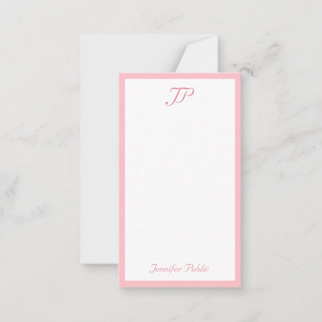 Handskriven mall för  Rosa för trendig Monogram (Framsida)