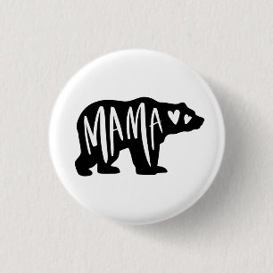 Handskriven Mamma Hearts Bear Silhouette Knapp