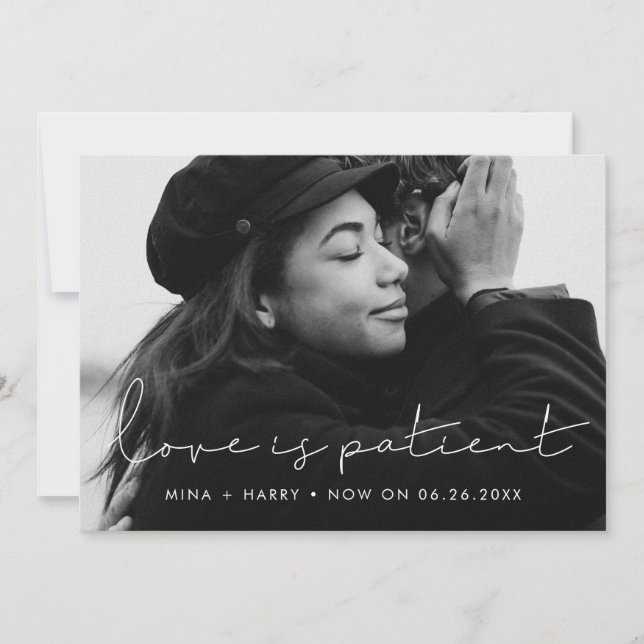 Handskriven minimalist Kärlek är tålmodig bröllop Meddelande (Framsida)