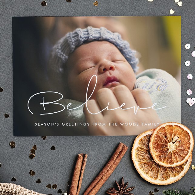 Handskriven minimalist - överlägg av fotokort julkort (Skapare uppladdad)