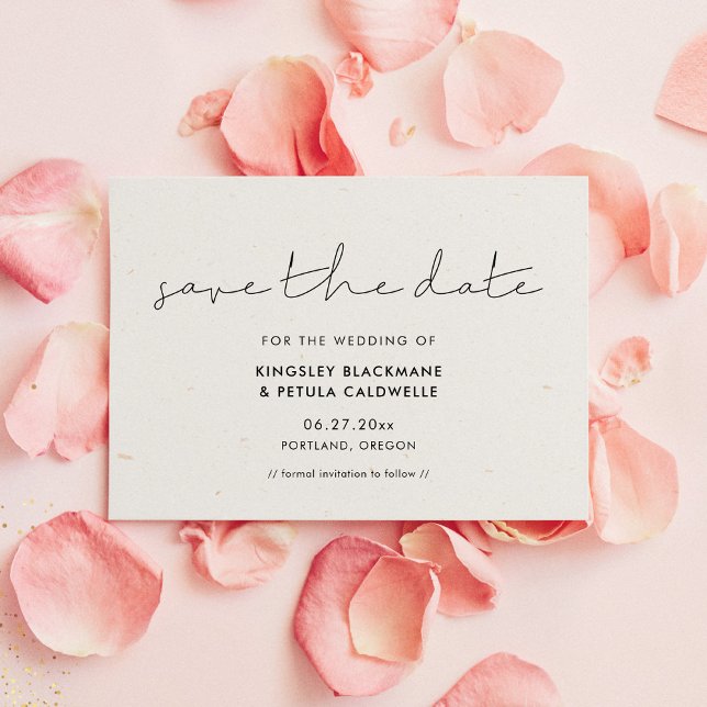 Handskriven minimalist spara datuminbjudan datumet (Handwritten minimalist save the date invitation)