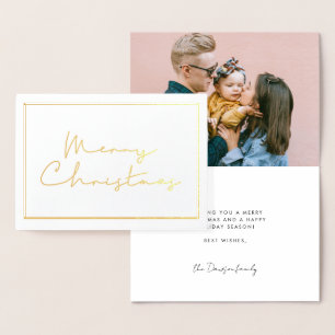 Handskriven minimalistisk bild av God jul guld Folierat Kort
