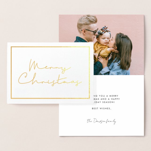 Handskriven minimalistisk bild av God jul guld Folierat Kort (Display)