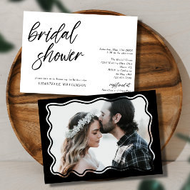 Handskriven minimalistisk modern fotobridal shower inbjudningar
