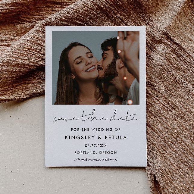 Handskriven minimalistisk Save the date foto Spara Datumet (Handwritten minimalist Save the date photo)