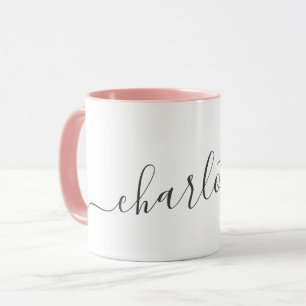 Handskriven minimalistisk skriptnamn mugg