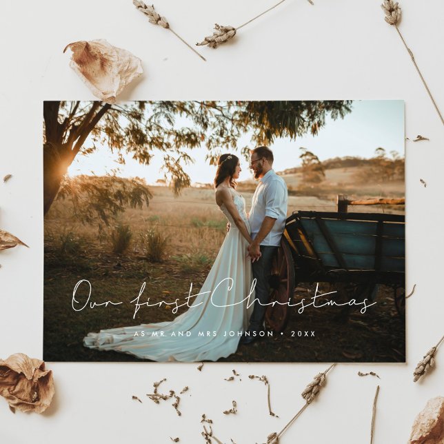 Handskriven, minimalistisk vår första jultomte inbjudningar (Skapare uppladdad)