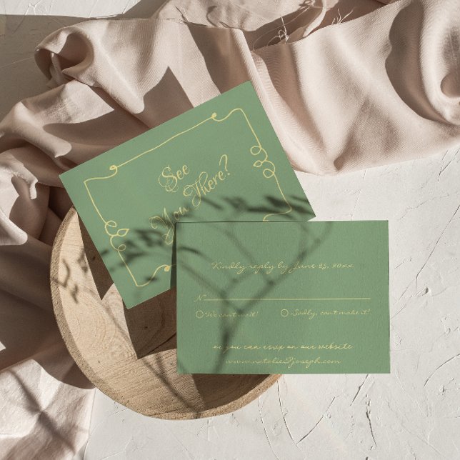 Handskriven Mint-Grönt Retro Whimsical Bröllop OSA Kort (Skapare uppladdad)
