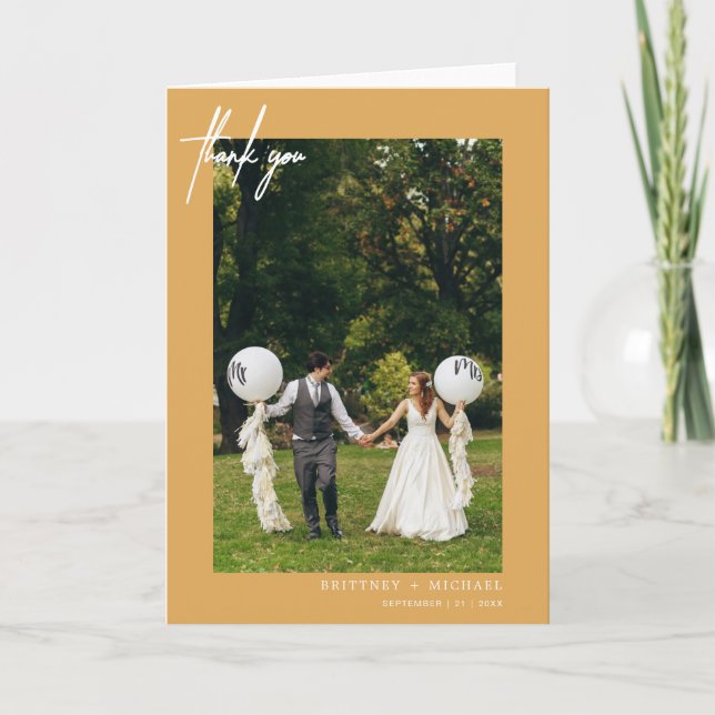 Handskriven Modern Gul Tack Kort (Framsida)