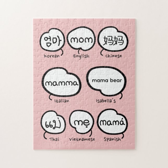 Handskriven Mom-typografi Rosa Mors Dag Pussel (Vertikal)
