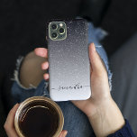 Handskriven Monogram Fading Ombre Glitter Black<br><div class="desc">Utformningen är ett foto och fodral är inte tillverkat med glitter, sekvenser, metall eller skogen. Denna design finns även tillgänglig på andra mobila modeller. Välj Enhetstyp om du vill visa andra iPhone, Samsung Galaxy eller Google fodral. Vissa stilar kan ändras genom att markera Stil om det är ett alternativ. Du...</div>