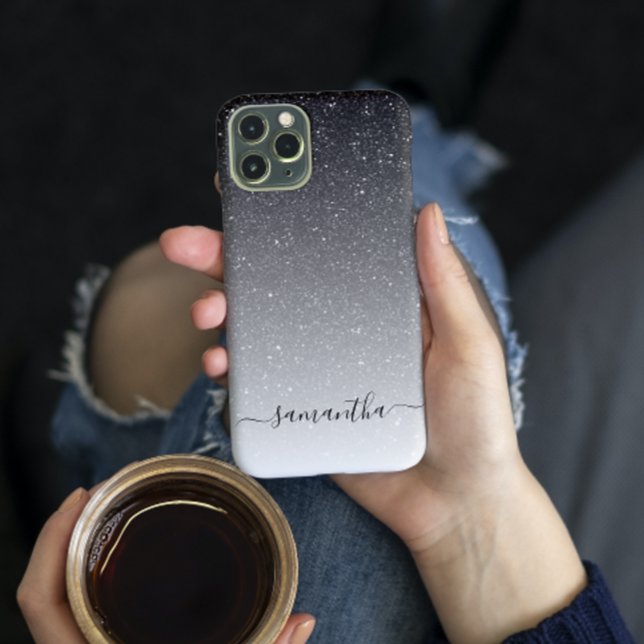 Handskriven Monogram Fading Ombre Glitter Black (Skapare uppladdad)