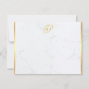 Handskriven monogrammad Guld marble Modern Anteckningskort