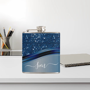 Handskriven monogrammarblå Metall Glitter Fickplunta