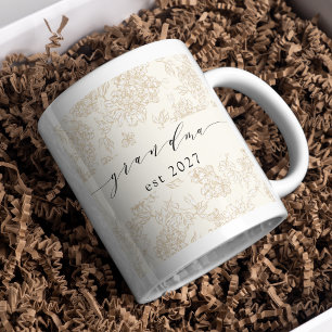 Handskriven mormor stilren blomsterdesign kaffemugg