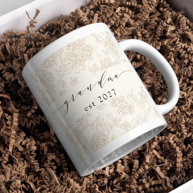 Handskriven mormor stilren blomsterdesign  kaffemugg (Skapare uppladdad)