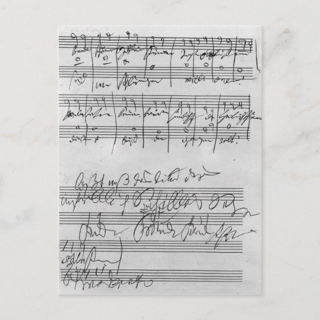 Handskriven musikpartitur vykort (Framsida)