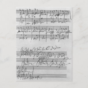 Handskriven musikpartitur vykort