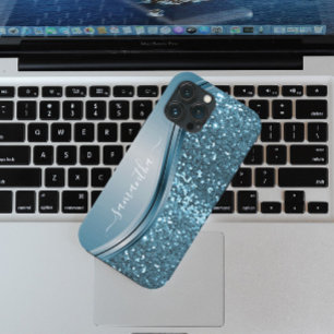 Handskriven Namn Blue Metall Glitter Titta 13