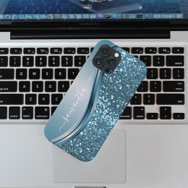 Handskriven Namn Blue Metall Glitter Titta 13 (Skapare uppladdad)