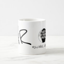 handskriven namn & initialer med foto b/w kaffemugg