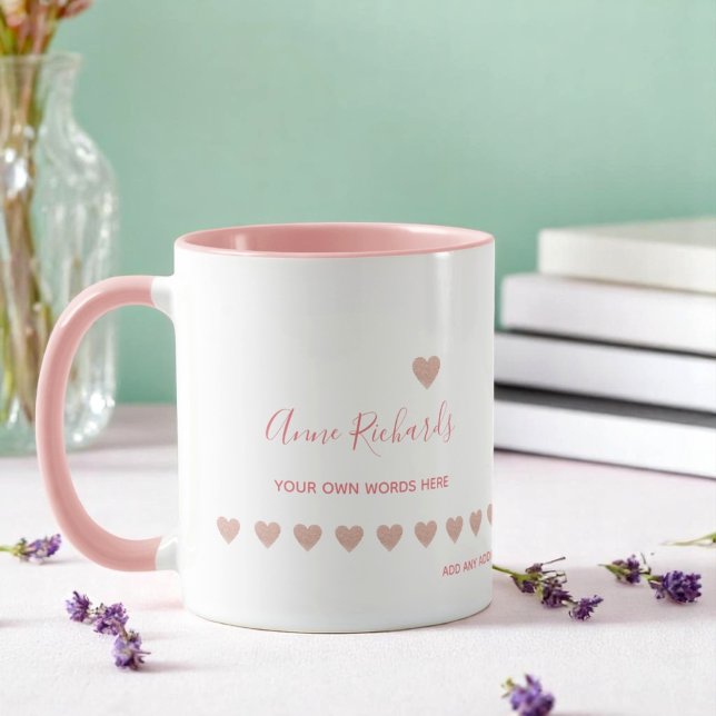 Handskriven Namn Namnteckning med Rosa Kärlek Hear Mugg (Skapare uppladdad)