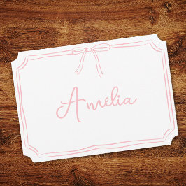 Handskriven Namn Rosa Slinga Estetisk Notkort Inbjudningar