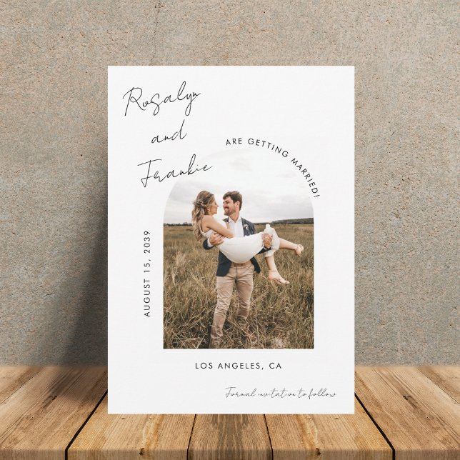 Handskriven Namnteckning skript Boho Photo Bröllop Spara Datumet (Skapare uppladdad)