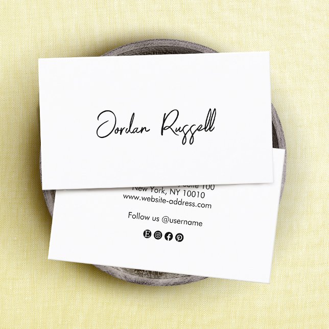 Handskriven Namnteckning skript svart och vitt Visitkort (Skapare uppladdad)