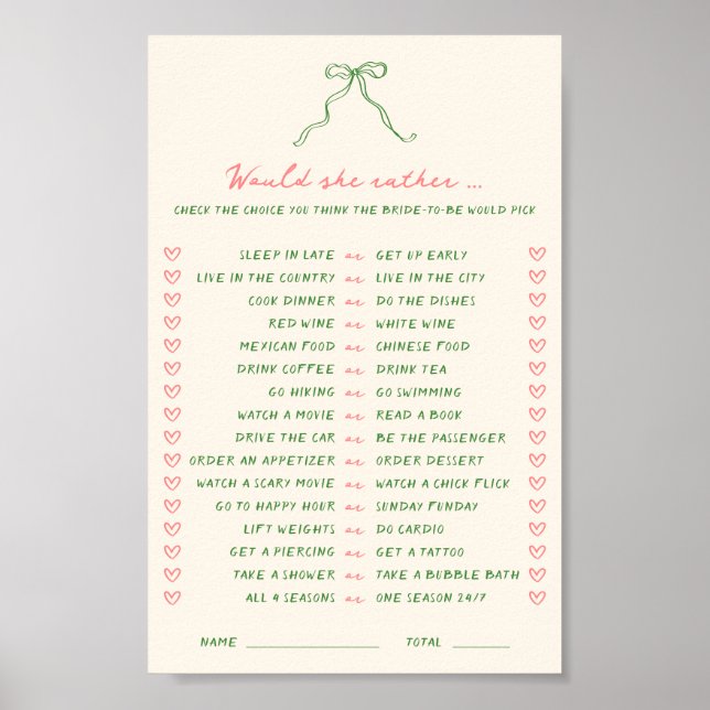 Handskriven nedladdningsbar skulle hon hellre spel poster (Framsidan)