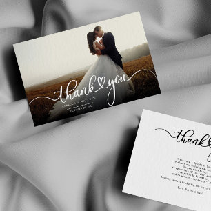 Handskriven Newlyweds Modern Photo Tack Kort