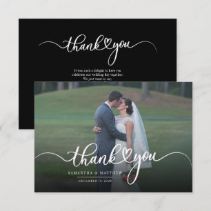 Handskriven Newlyweds Photo Modern Tack Anteckningskort