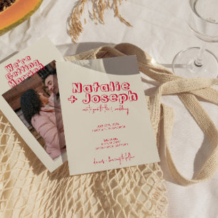 Handskriven Retro-färgfull modern, djärv Bröllop Inbjudningar