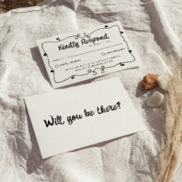 Handskriven Retro Unik Ram Modern Bröllop OSA Kort