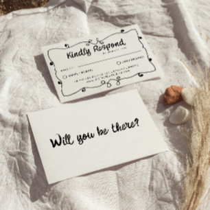 Handskriven Retro Unik Ram Modern Bröllop OSA Kort